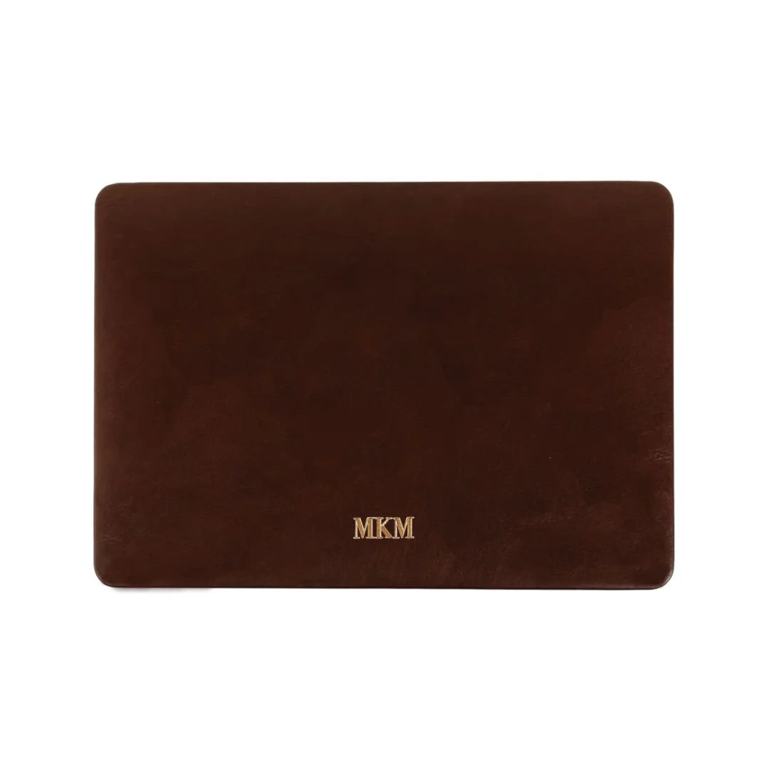 Macbook Series - Smooth Leather Hard Shell Case - Dark Brown